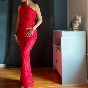 New Red Dress, with lace and sequins